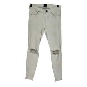 RTA White Lambskin Dylan Skinny Distressed Jean Zipper Size 28 Retail: $1095